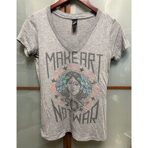 Obey Vintage Y2K Graphic Print Make Art Not War Short Sleeve T-Shirt Tee Size S